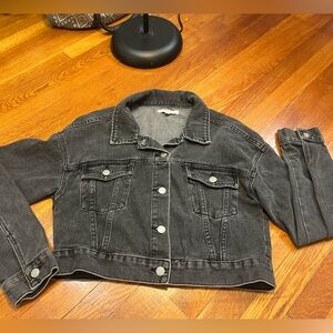 PacSun black cropped jean jacket